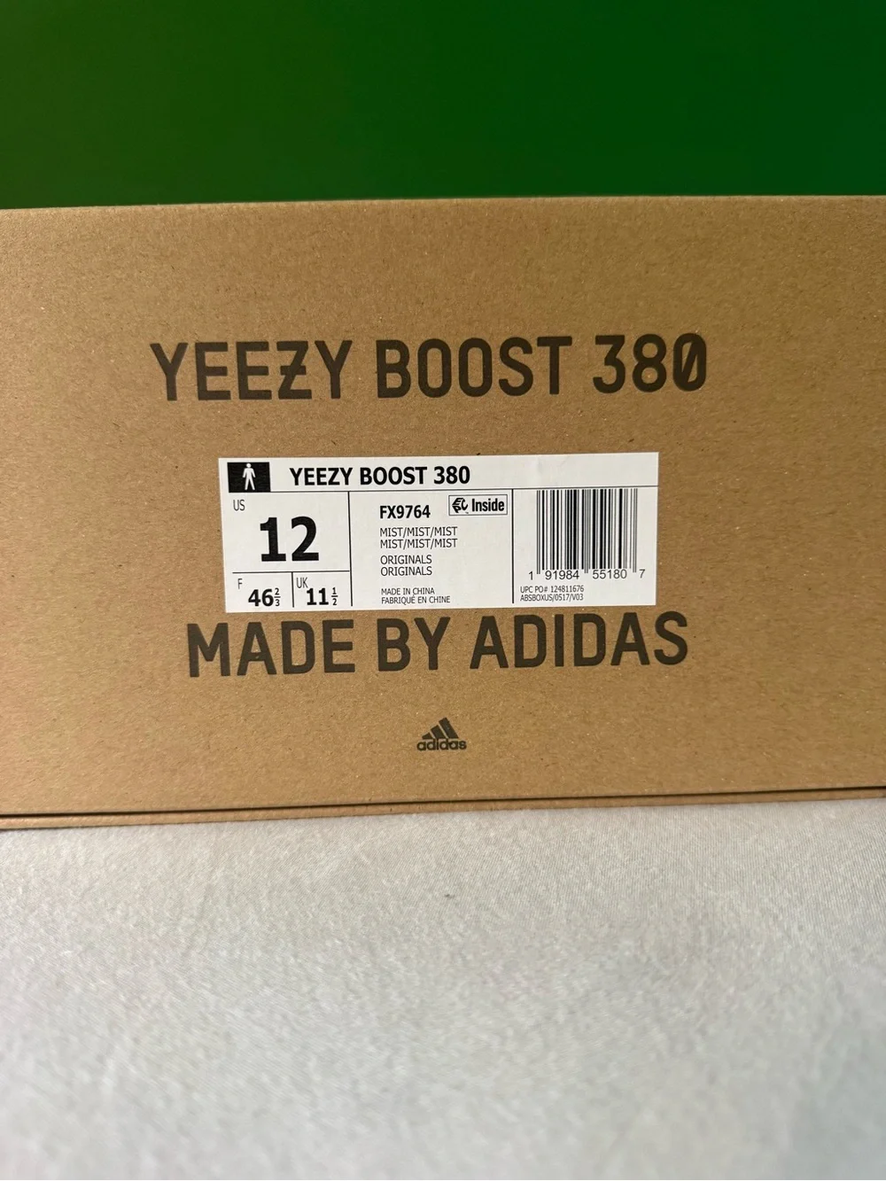 adidas Yeezy 380 mist size 12